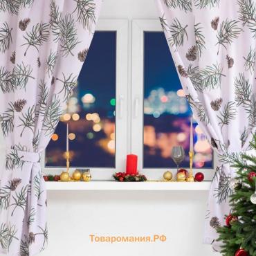 Комплект штор для кухни с подхватами Christmas tree 145х180см-2 шт., габардин