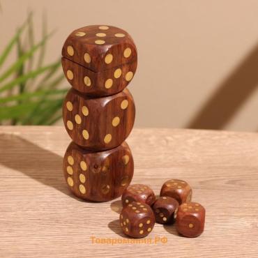 Кубики игральные в шкатулке, 12×4×4 см, дерево шишам